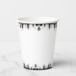 White and Black Simple Halloween Paper Cups