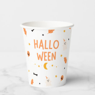 White and Black Simple Halloween Paper Cups
