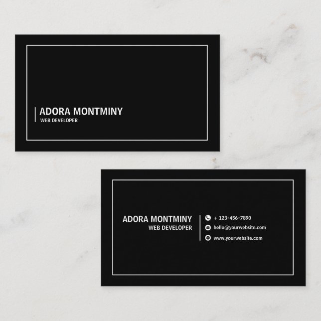 White and Black Simple Web Developer Business Card (Front/Back)