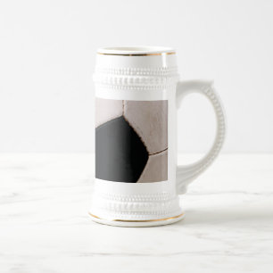 White and Black Soccer Ball Beer Stein