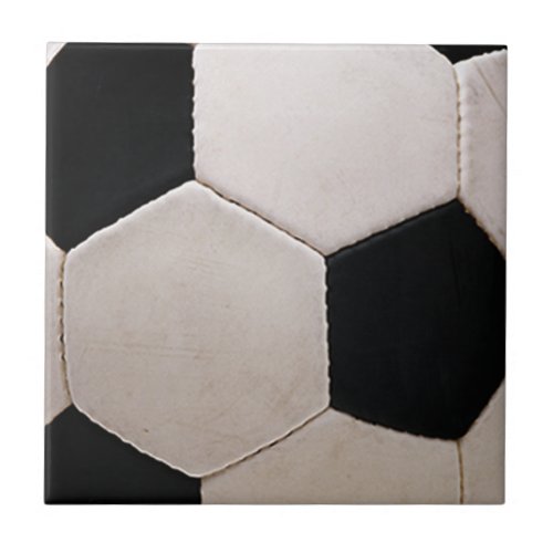 White and Black Soccer Ball Ceramic Tile
