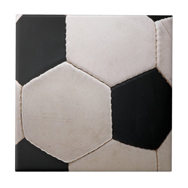 White and Black Soccer Ball Ceramic Tile (Front)
