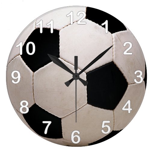 White and Black Soccer Ball Large Clock | Zazzle