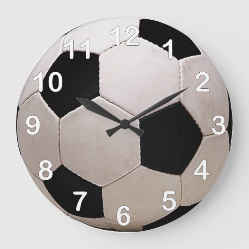 White and Black Soccer Ball Large Clock