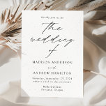 White and Black Speckled Modern Elegance Wedding Invitation<br><div class="desc">Minimalist,  modern wedding invitation featuring your wedding details in simple black lettering with "the wedding of" in an elegant calligraphy script. The white background features subtle black specks for a unique wedding invitation design. Designed to coordinate with our Modern Elegance wedding collection.</div>