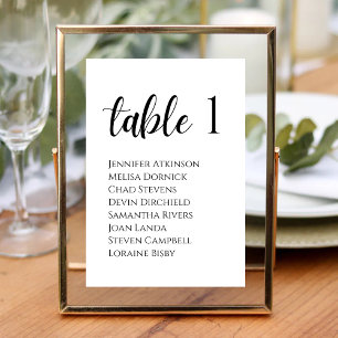 White and Black Speckled Modern Elegance Wedding Table Number