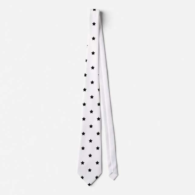 White and Black Star Pattern. Neck Tie (Front)