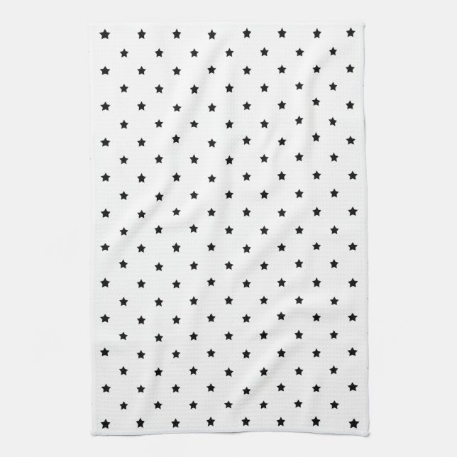 White and Black Star Pattern. Towel (Vertical)