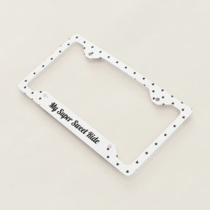 White And Black Star Patterned License Plate Frame