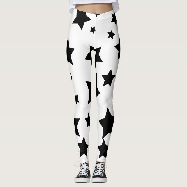white and black stars leggings (Front)