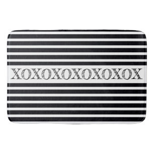 White And Black Stripe Bath Mat