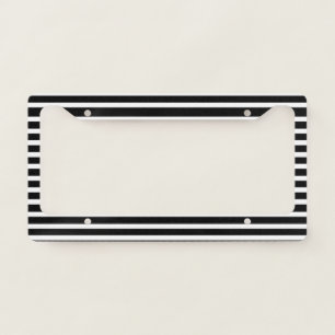 white and Black Stripe Pattern  License Plate Frame