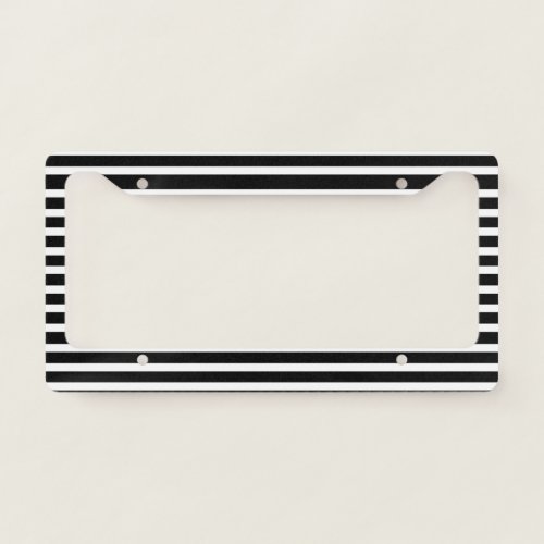 white and Black Stripe Pattern  License Plate Frame
