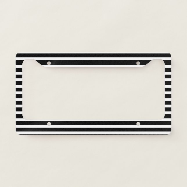 white and Black Stripe Pattern  License Plate Frame (Front)