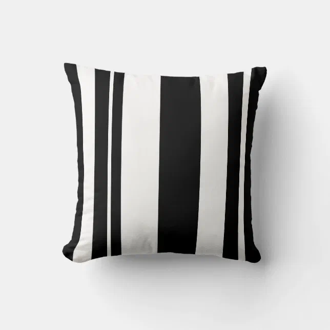 White and Black Striped throw pillow Zazzle