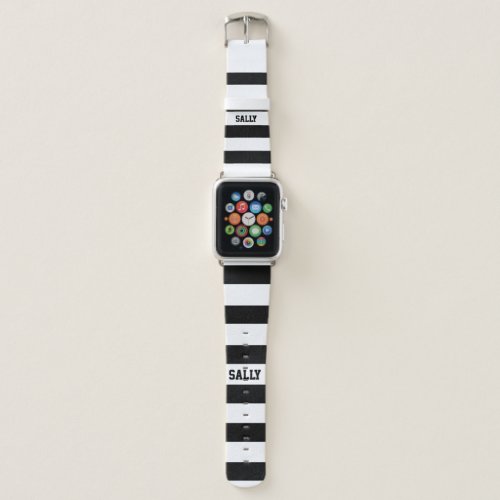 White and black stripes apple watch band