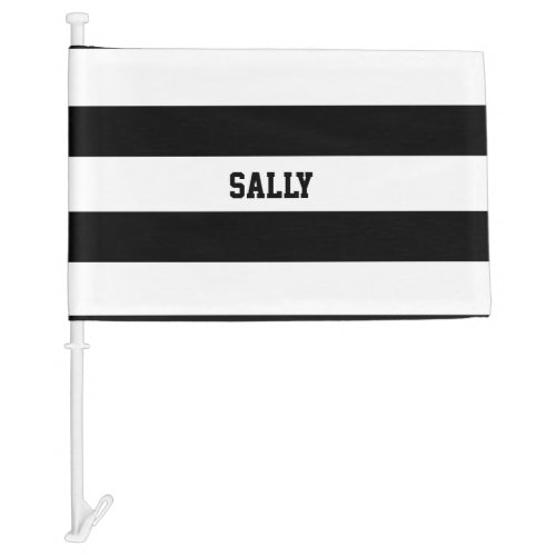 White and black stripes car flag