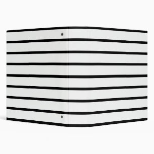 White and Black Stripes Design 3 Ring Binder