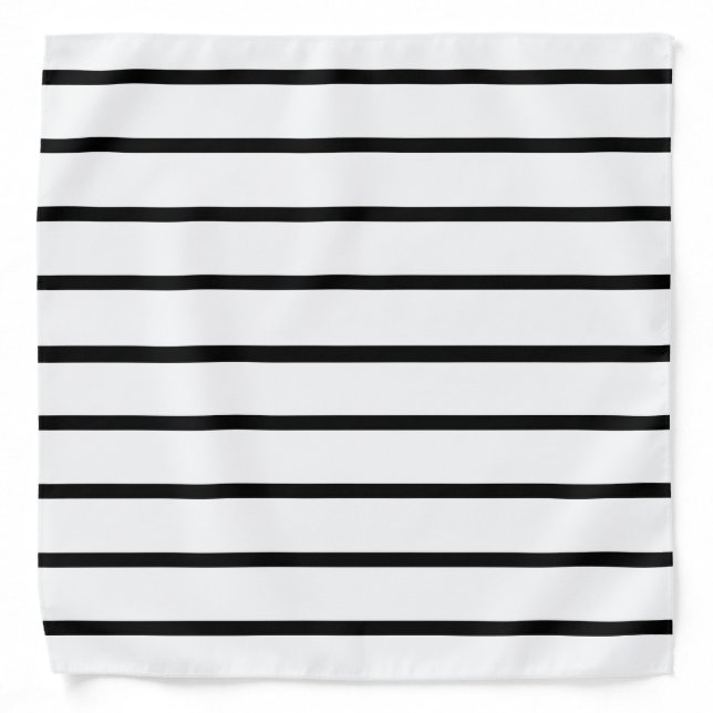 White and Black Stripes Design Bandana (Front)