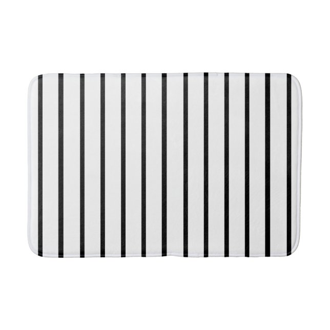 White and Black Stripes Design Bath Mat (Front)