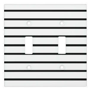 White and Black Stripes Design Light Switch Cover