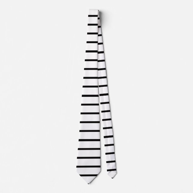 White and Black Stripes Design Neck Tie (Front)