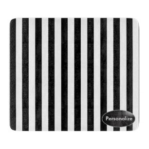 White and Black Stripes Personalize Cutting Board