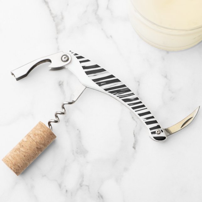 White and Black-Style Sacacorns Waiter's Corkscrew (Front)
