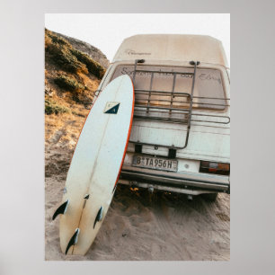 White and black surfboard poster