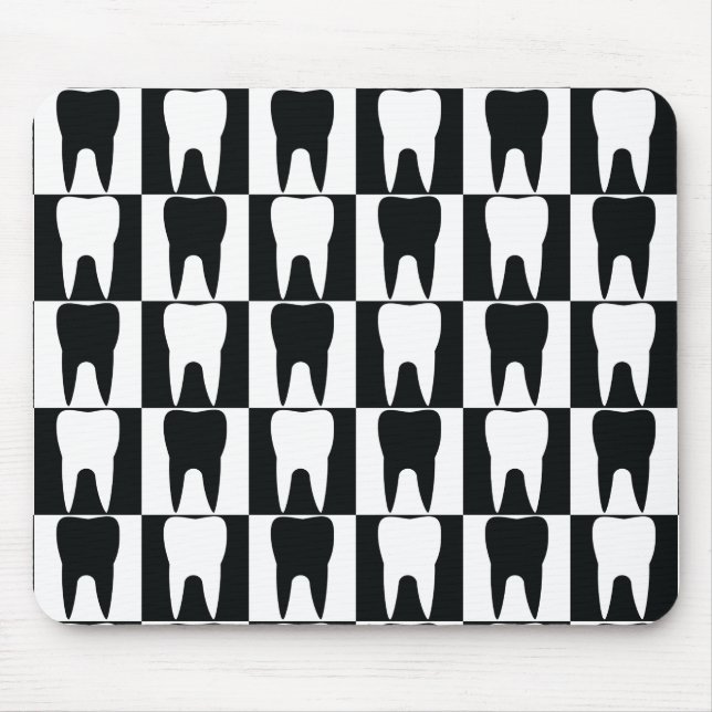 White and black teeth pattern mouse pad (Front)