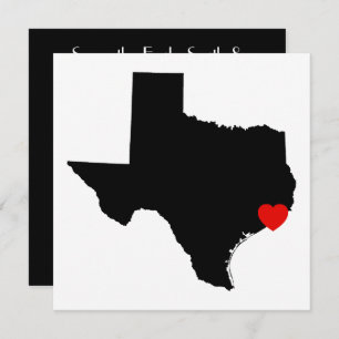 White and Black Texas Red Heart Wedding Invitation