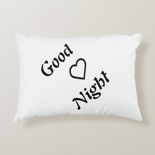 White and black text good  night accent pillow  accent pillow