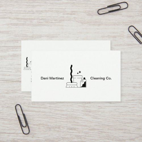 White and Black Text Simple Cleaning Services  Business Card