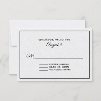 White and Black Textured Looking Wedding RSVP Card