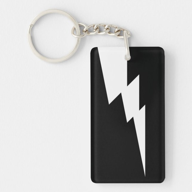 White and Black Thunder Lightning Keychain (Front)