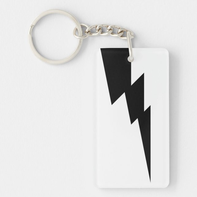 White and Black Thunder Lightning Keychain (Front)