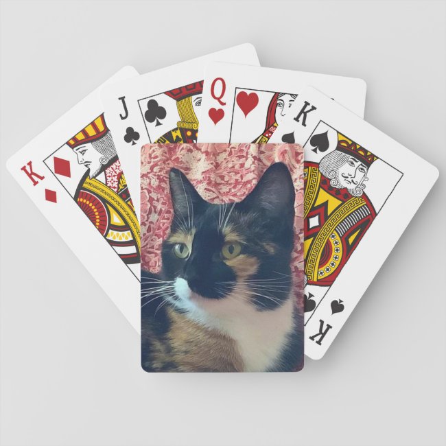 White and Black Tortoiseshell Cat Playing Cards