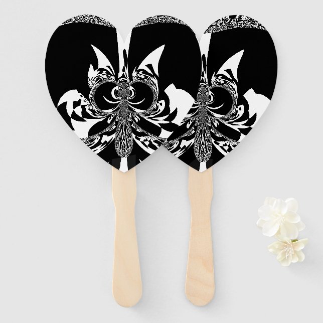 White and Black Traditional Fashion Color Design  Hand Fan (Front and Back)