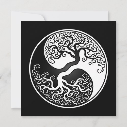 White and Black Tree of Life Yin Yang Custom Invite