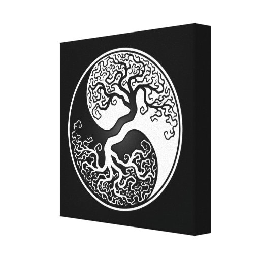 White and Black Tree of Life Yin Yang Canvas Print Zazzle