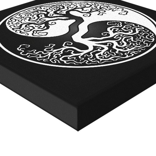 White and Black Tree of Life Yin Yang Canvas Print Zazzle