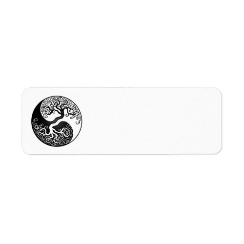 White and Black Tree of Life Yin Yang Label