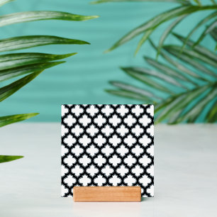 White and Black Trellis, Lattice, Quatrefoil Holder