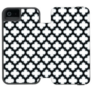 White and Black Trellis, Lattice, Quatrefoil iPhone SE/5/5s Wallet Case