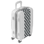 White and Black Trellis, Lattice, Quatrefoil Luggage