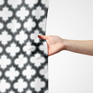 White and Black Trellis, Lattice, Quatrefoil Scarf