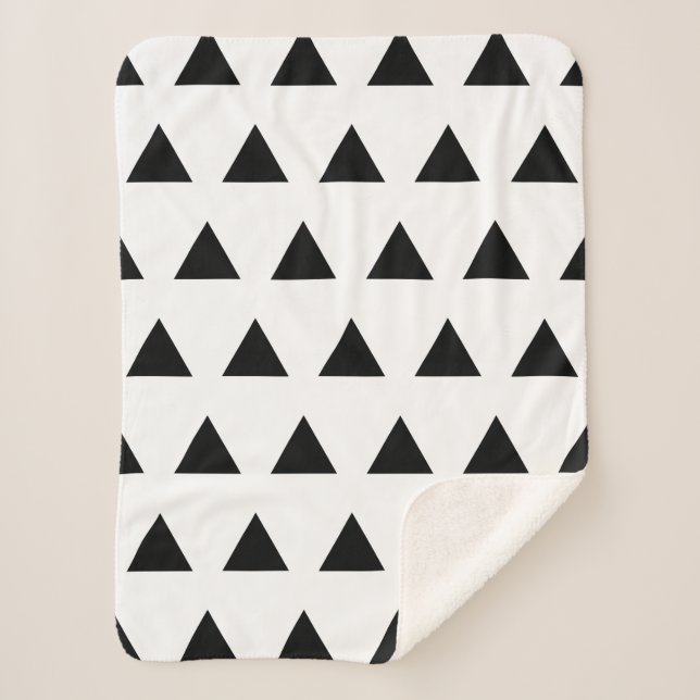White and Black Triangles Sherpa Blanket (Front)