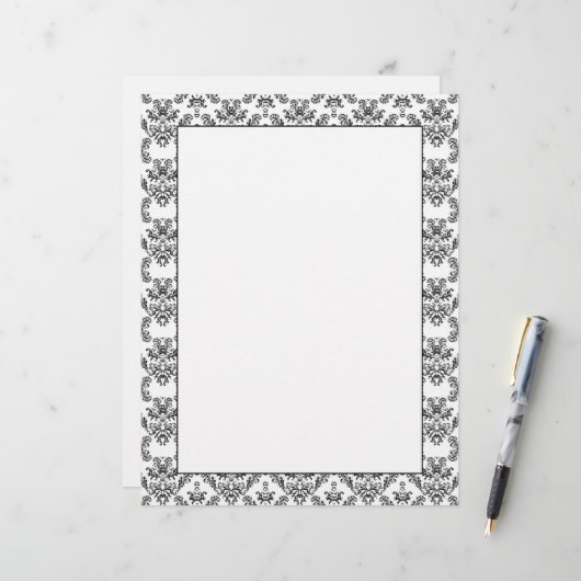White and Black vintage damask pattern (Front/Back In Situ)