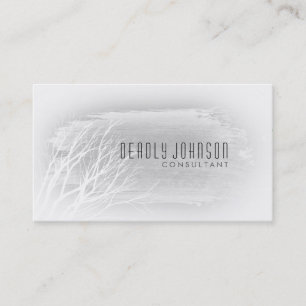 White and Black Watercolor Tree Cool Plain Business Card