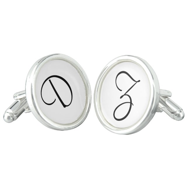 White and Black Wedding Cufflinks (Angled)